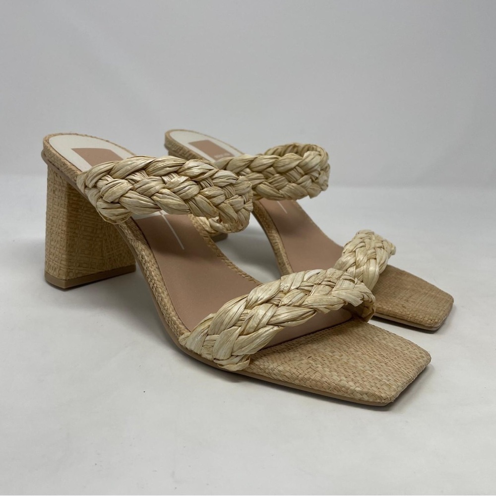 Dolce Vita Pailey Natural Raffia Woven High Heel Slide Sandals - NWT - Picture 6 of 12